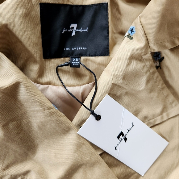 7 For All Mankind Floral Jacket Cropped Trench Coat Tan Beige | Women's Size XS - Picture 6 of 12